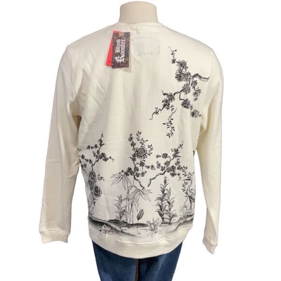 Blind Rooster Athletic Fleece Sweatshirt Varsity College Ivory Graphics Sz L NWT - Picture 3 of 7